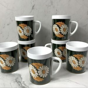Set of 7 VINTAGE 70’s TERMO SERV double walled insulated coffee mugs